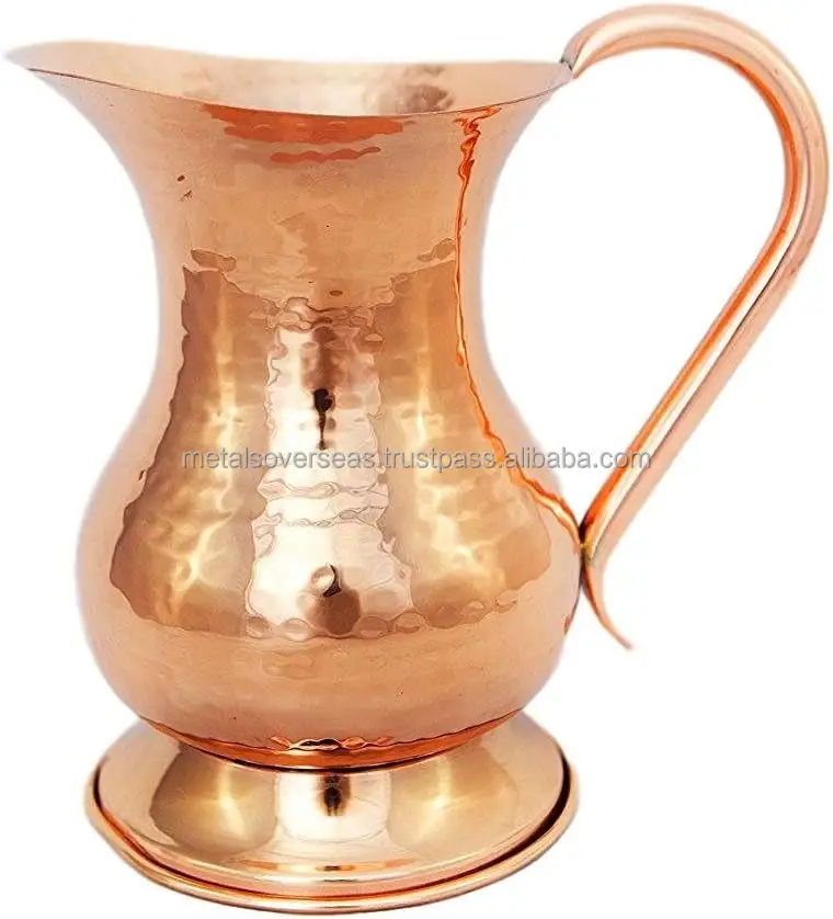 Copper Water Pitcher Hammered Copper Plated water pitcher 2 Liters luxurious design water pouring jug for sale