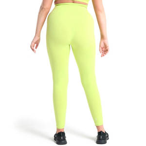 Custom Logo Casual Women's High Waist Solid <b>Pattern</b> Knitted Workout <b>Leggings</b> for Gym Fitness Yoga - Product Image 4