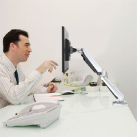 Bras de moniteur unique OMNI en aluminium, réglable en hauteur, inclinable et pivotant, pour écrans de 15 à 27 pouces, pour une stabilité accrue sur le bureau