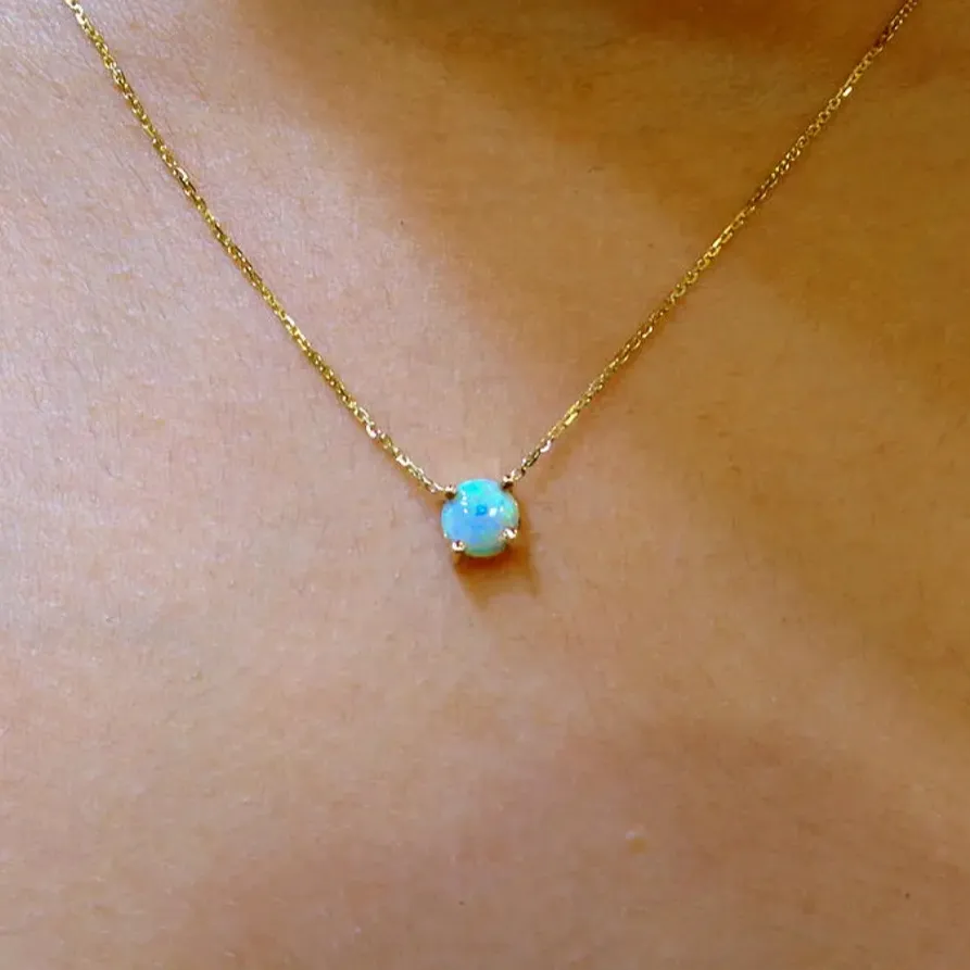 Natürliche runde äthiopische Opal Edelstein Farbe Anhänger für Frauen mit Halskette Sterling Silber Modeschmuck für Frauen