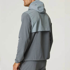 Survêtement coupe-vent à empiècements avant et arrière en nylon et élasthanne personnalisé survêtement en poly moucheté avec cordon de serrage pour hommes - Product Image 4