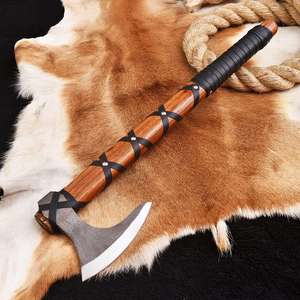 Hache en acier à haute teneur en carbone pour la chasse et le camping avec manche en bois et acier Damas, hache en bois à bas prix - Product Image 3