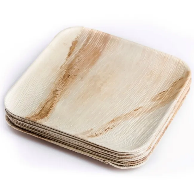 Placas de brunch compostables 100% respetuosas con el medio ambiente Placa cuadrada de hoja de palma Areca de 10 pulgadas