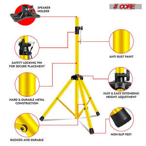 5 Core Speaker Stand Height Adjustable PA DJ <b>Tripod</b> Studio Monitor Stands w 35mm Compatible Insert - Product Image 6