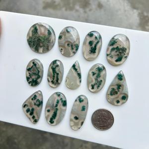 Forma y tamaño de mezcla de piedras preciosas sueltas de ágata de musgo verde para hacer joyas, diseño de cabujón Natural - Product Image 4