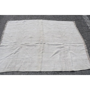 Turkish Vintage Rug, 4.6x6 ft Area Rug, White <b>Brown</b> Solid Rug - Product Image 3