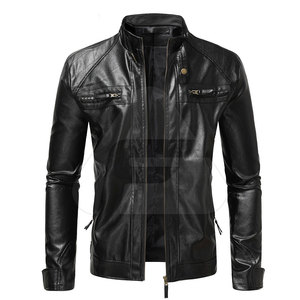 แจ็คเก็ตหนังสำหรับผู้ชาย สไตล์ยอดนิยมสำหรับฤดูหนาว คอตั้ง ซิป ป้องกันแบคทีเรีย ระบายอากาศได้ดี สวมใส่สบาย ปรับแต่งได้ ขายส่ง - Product Image 1