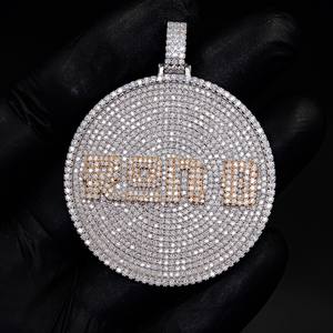 Pendentif personnalisé Hip Hop en argent sterling 925 avec nom en diamant, lettres et chiffres, pendentif glacé en moissanite VVS, bijoux personnalisables - Product Image 1