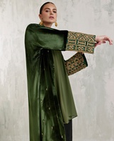 Abaya de luxe artisanale en soie anti-rides à manches longues, taille unique XXL, style élégant à volants, pour adultes et jeunes filles, tenue de prière musulmane traditionnelle