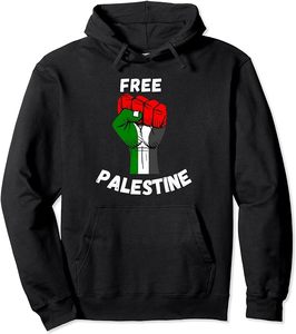 Sudadera con capucha de algodón puro de Palestina, sudadera de lana, diseño árabe bordado de Palestina, ropa de hombre de invierno teñida lisa con cuentas - Product Image 3