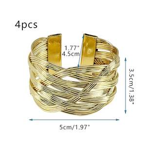 Modern <b>Gold</b> Metal Napkin Rings Set Elegant 4-Piece Collection for Weddings & Table Settings Similar to <b>Candle</b> Holders & Lanterns - Product Image 4