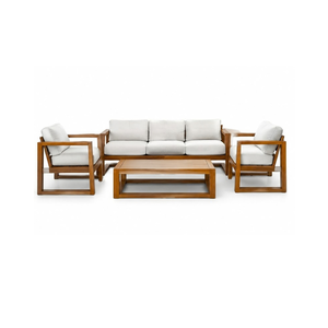 Juego de Sofás de Madera de Teca Sólida con Mesa de Centro Cuadrada para Patio Moderno, Hotel, Resort y Muebles de Salón - Product Image 1