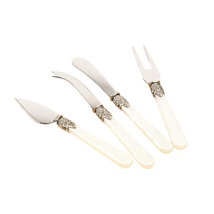 Wholesale Promotional Kitchen <b>Cheese</b> Knife <b>Set</b> <b>Cheese</b> Fruit Fork with Shovel Spoon and White handle - Product Image 1