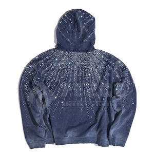 Pull tendance décontracté pour homme, style streetwear, avec capuche, respirant, en mélange polyester/coton, orné de strass, idéal pour l'hiver - Product Image 4