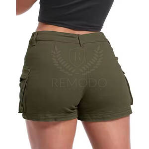 High Waist <b>Women</b> <b>Cargo</b> <b>Shorts</b> Regular Fit Breathable Cotton Fabric with Pockets for Daily Wear and Outdoor Use - Product Image 3