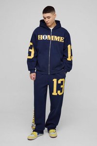 Personnalisé dans le monde entier surdimensionné Homme 13 Zip à travers le sweat à capuche imprimé pantalons de survêtement ensemble avec perte vêtements de sport Cargo pantalon survêtement - Product Image 3