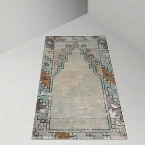Tapis de prière à motifs vintage, tapis imprimé, design Oushak turc beige, tapis doux non tissé - Product Image 5
