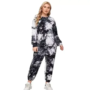 2023 personnalisé femmes Slim Fit Jogging costume incroyable cravate teinture survêtement avec motif solide dernière conception - Product Image 1