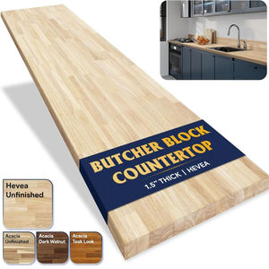 Hevea Grade AC 25x96inch Countertop Customizable 1.25~1.5inch Thickness <b>Butcher</b> <b>Block</b> Kitchen Cabinets Made in Vietnam - Product Image 2