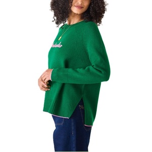 Pull en coton décontracté pour femme avec motif personnalisé OEM, lettres brodées, vêtements en tricot d'hiver - Product Image 5