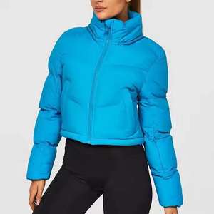 Chaqueta cortavientos de invierno para mujer de producción a granel, chaqueta transpirable acolchada personalizable recortada cálida para mujer - Product Image 5