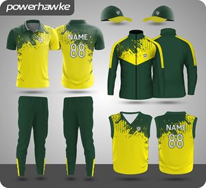 100% uniforme de cricket Jersey de manga corta con pantalones de estilo de cuello cómodo pantalones ropa de cricket Premium - Product Image 4