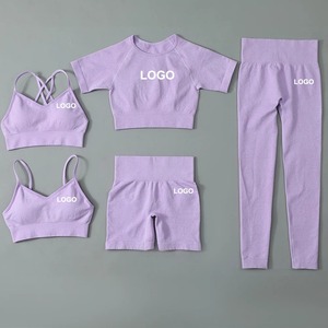 Custom Logo Seamless Women Yoga Set Workout Sportswear Gym Clothes Fitness Long Sleeve Crop Top High Waist Leggings Sports Suit - Product Image 1