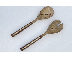 Creative Design <b>Salad</b> Server Set of Spoon Fork for Kitchen Tableware <b>Salad</b> Set With Rattan Handle <b>Salad</b> <b>Tools</b> At best Price - Product Image 3