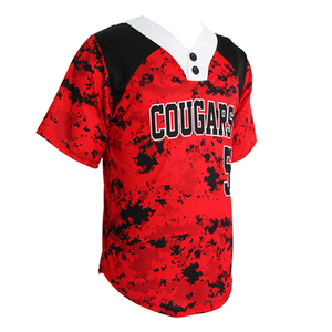 Uniformes de baseball personnalisés Sibrin sublimés, 100% polyester, respirants, antibactériens, évacuant l'humidité, séchage rapide, maillots à col en V - Product Image 2