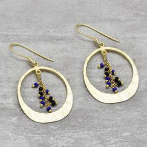 Pendientes de aro de moda de latón con múltiples piedras preciosas, aros de declaración chapados en oro y plata hechos a mano para mujer, colección de joyería de moda - Product Image 4