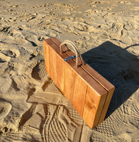 Table de pique-nique en bois d'acacia de haute qualité, table pliante avec poignée en corde pour plage et Camping