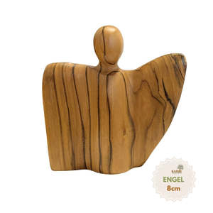 Figurine d'ange ailé en bois d'olivier - fabriquée à Bethléem - Product Image 1