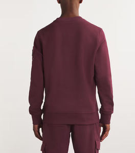Sweat-shirt à col rond décontracté pour hommes, pull à manches longues avec poche sur le bras, Streetwear de couleur unie en mélange de coton doux - Product Image 4
