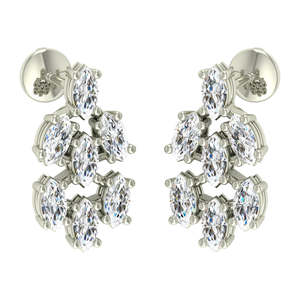 NOVAMART Fine Premium 925 Sterling <b>Silver</b> <b>Stud</b> <b>Earrings</b> for Women Girls Geometric Water Drop Featuring Marquise Princess Cut Wed - Product Image 3
