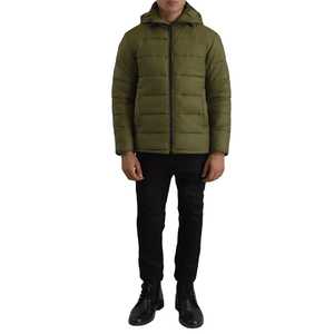 Blouson matelassé en toile de haute qualité pour l'hiver 2026, à capuche, avec doublure chauffante en soie, rouge, manches longues, pour hommes et femmes - Product Image 3