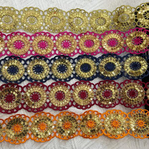 Stile etnico in pizzo solubile in acqua accessori di abbigliamento con 22 colori 4.5cm codice a barre con paillettes per stili di moda - Product Image 3