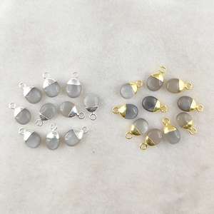 Wholesale Gold-Plated Grey <b>Moonstone</b> Tumble Gemstone Pendants Customizable Designs Religious Style Diamond Brass Discount - Product Image 2