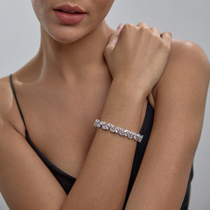 Exquisita pulsera de diamantes cultivados en laboratorio de marquesa de lujo a la moda, oro sólido de 14K para ropa de boda de mujer, alta joyería de moda OEM - Product Image 4