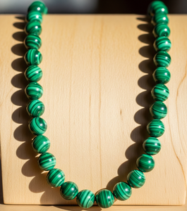 Top vente femmes 18 pouces argent 925 serrure noué à la main Design accessoire de mode à la mode Malachite pierre collier de perles - Product Image 5