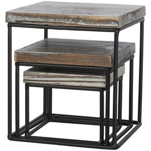 Venta al por mayor de estilo vintage de madera cuadrada superior con base metálica negra soporte para pasteles en precio razonable - Product Image 3