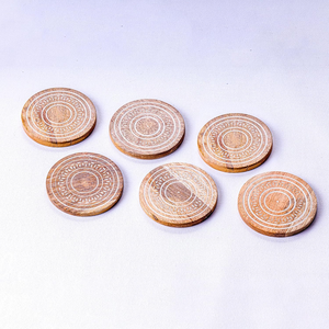 Ensemble de sous-verres en bois de haute vente de cinq finitions blanches avec support Protection durable élégante pour table à manger d'Inde - Product Image 1