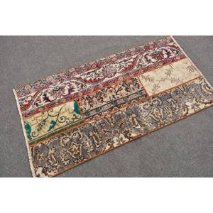 Tapis en laine turque Vintage éclectique 2.5x4.8ft rouge Beige classique grande surface Patchwork Design support en Latex pour décor de chambre de couloir - Product Image 2