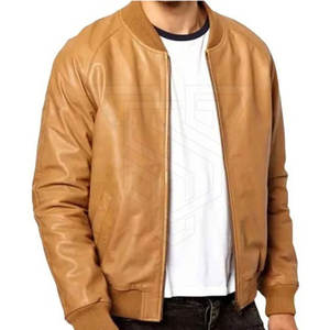 Veste d'hiver en cuir personnalisée de style High Street pour hommes, couleur unie avec col montant pour streetwear - Product Image 1