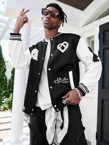 Vêtements d'hiver College Baseball Jacket pour hommes Noir et blanc Varsity Outerwear Street Style Premium Quality Custom Wholesale - Product Image 6
