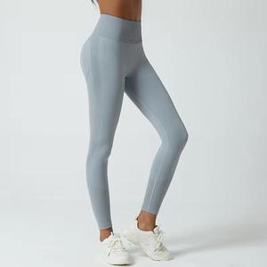 Mujeres Gym Fitness Seamless Transpirable Activewear Legging Patrón sólido Pantalones de entrenamiento - Product Image 6