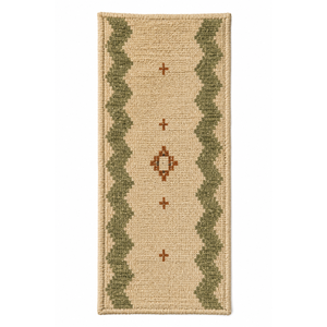 Tapis de couloir en kilim tissé à chevrons, crème et vert sauge - Product Image 2
