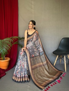 Kashmiri-alfombra de seda suave de algodón con estampado Digital, blusa de trabajo de Saree, proveedor de Surat, India - Product Image 2