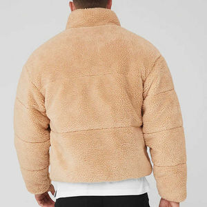 Wholesale Custom <b>Men's</b> Coated Canvas <b>Sherpa</b> Fleece <b>Jacket</b> Custom Logo Zipper Closure Front Windproof Breathable Winter <b>Jacket</b> - Product Image 3