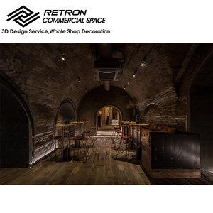 Barra personalizada para decoración de interiores, Mostrador de barra de exhibición de alta gama Retro chapa de mármol, barra de bar de madera, estilo bodega - Product Image 4