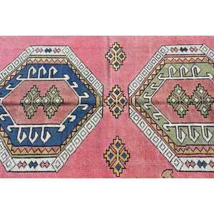 พรมตุรกี ขนาด 5.1x7.9 ฟุต พรมวินเทจ พรมลายจุดสีแดงน้ำเงิน ทำจากขนสัตว์ - Product Image 4